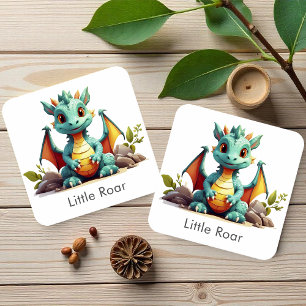 Mint Green Baby Dragon Little Roar Paper Coasters
