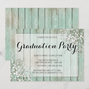 MINT GREEN BABY'S BREATH GRADUATION PARTY INVITATION