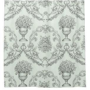 Mint Green Baroque Cherub and Floral Urn Toile (2)