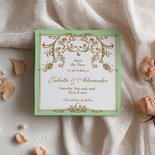 Mint Green Baroque Save the Date Card