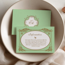 Mint Green Baroque Wedding Information Card