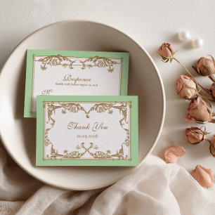 Mint Green Baroque Wedding Thank You Card