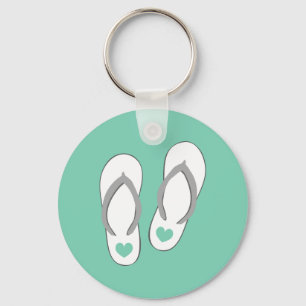 Mint green beach flip flops slippers keychain