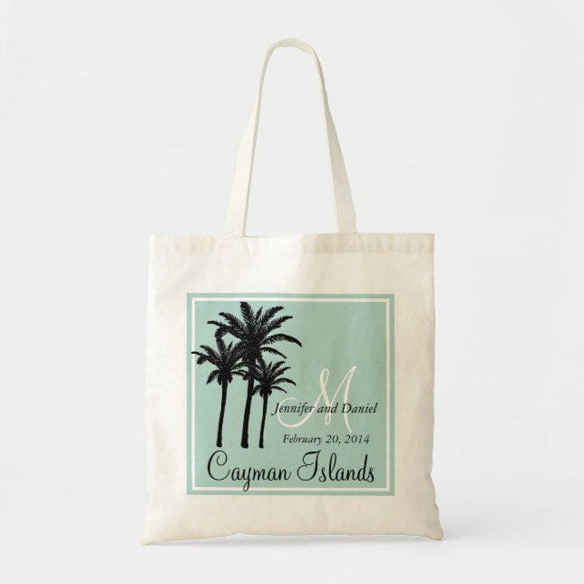 Mint Green Beach Wedding Palm Trees Tote Bag (Front)