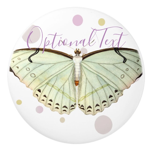 Mint Green Beauty Butterfly  Ceramic Knob (Front)