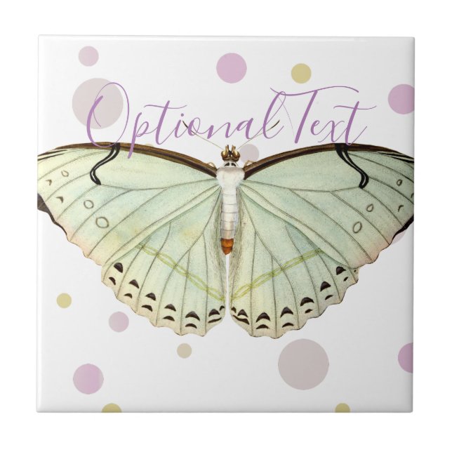 Mint Green Beauty Butterfly   Tile (Front)