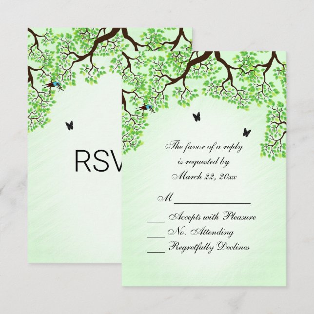 Mint Green Bicycle Theme Wedding RSVP (Front/Back)