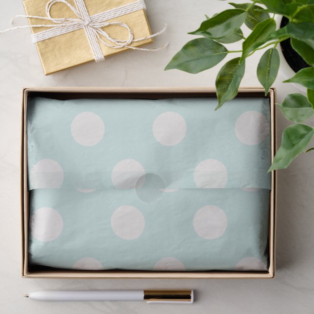 Mint Green Big Polka Dots Vanilla Chic Pattern Tissue Paper (Gift)