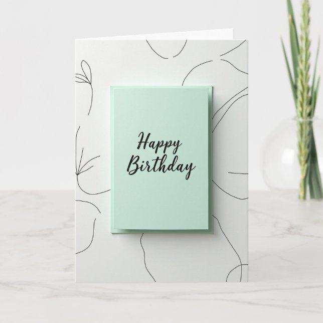 Mint Green Birthday Wishes Card (Front)