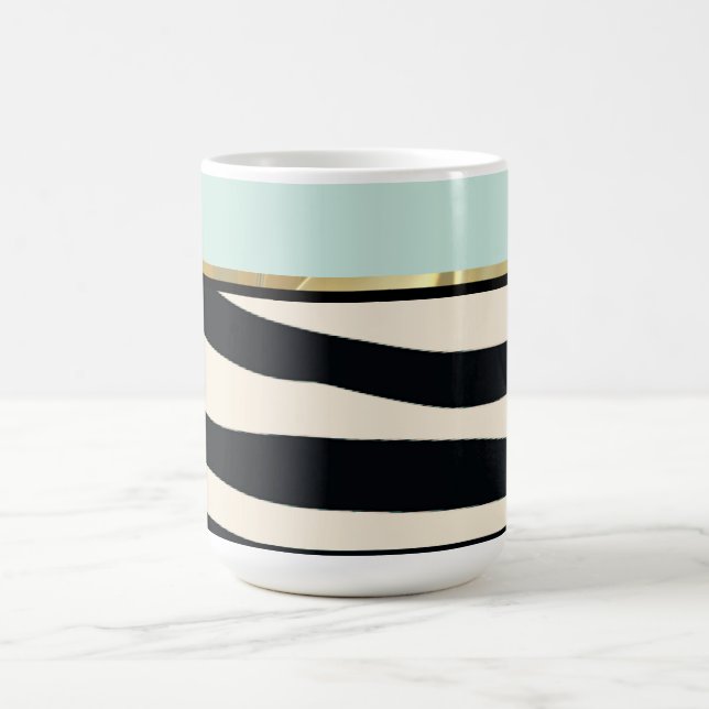 Mint green, black and zebra print coffee mug (Center)