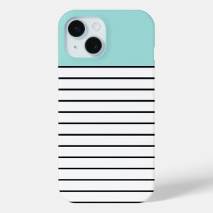Mint Green Black Stripes Pattern Modern iPhone 15 Case