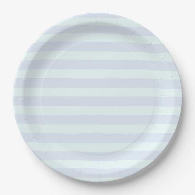 mint green & blue stripes - Paper Plates (Front)