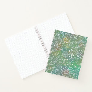 Mint Green Boho Batik Botanicals Beautiful  Notebook