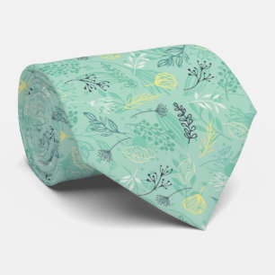 Mint Green Botanical Tie