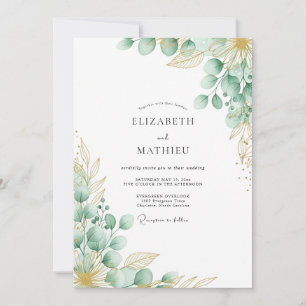 Mint Green Botanical Whimsical Wedding Invitation
