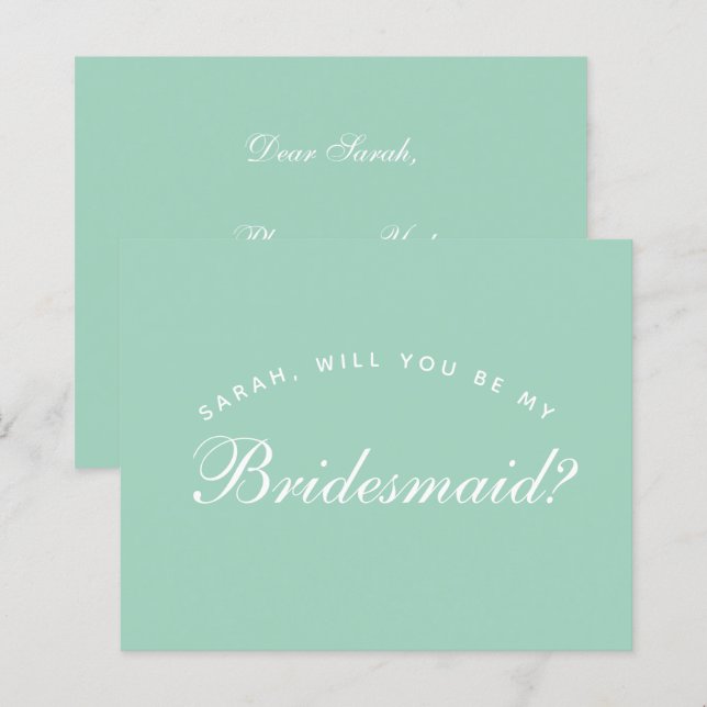 Mint Green Budget Bridesmaid Proposal  (Front/Back)