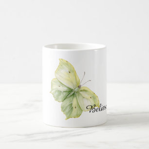 Mint Green Butterfly Believe Coffee Mug