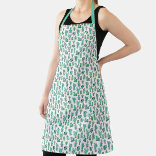 Mint Green Cactus & Succulent Plant Pattern Apron