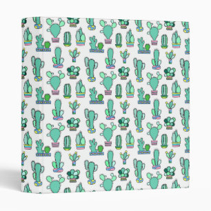 Mint Green Cactus & Succulent Plant Pattern Binder