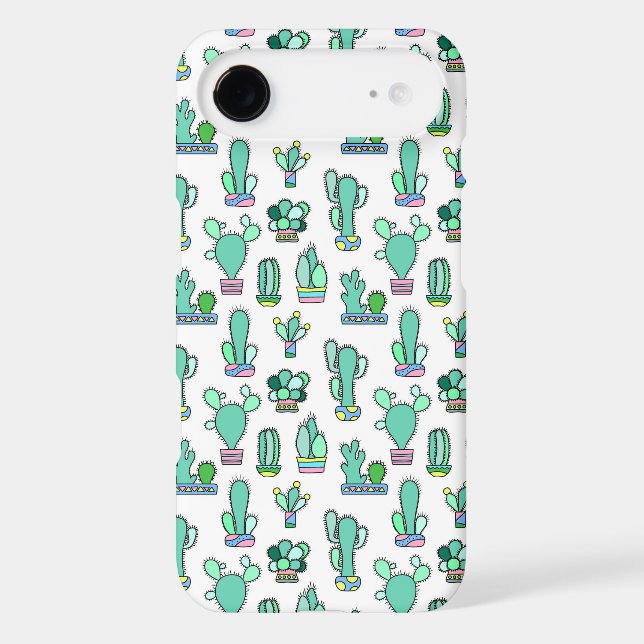Mint Green Cactus & Succulent Plant Pattern Case-Mate iPhone Case (Back)