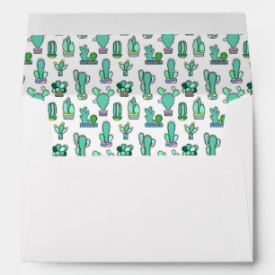 Mint Green Cactus & Succulent Plant Pattern Envelope