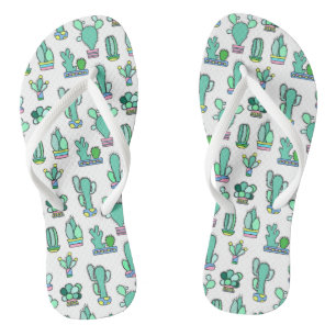 Mint Green Cactus & Succulent Plant Pattern Flip Flops