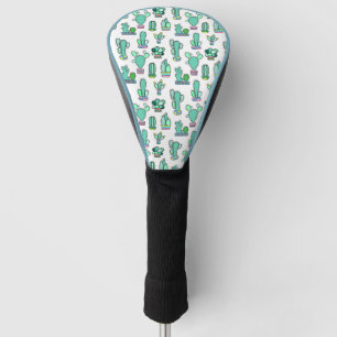 Mint Green Cactus & Succulent Plant Pattern Golf Head Cover