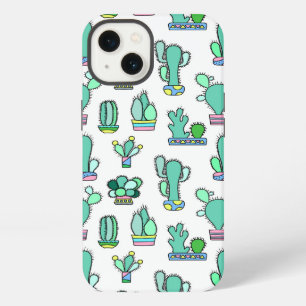 Mint Green Cactus & Succulent Plant Pattern iPhone 13 Case