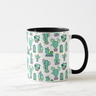 Mint Green Cactus & Succulent Plant Pattern Mug
