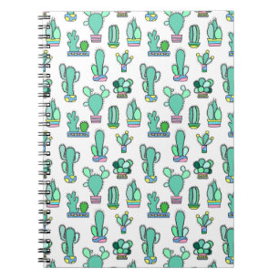 Mint Green Cactus & Succulent Plant Pattern Notebook