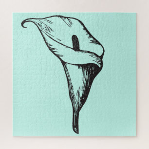 Mint Green Calla Lily Botanical Flower Floral Jigsaw Puzzle