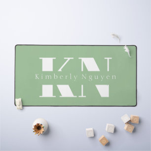 Mint Green calligraphy script Name Desk Mat