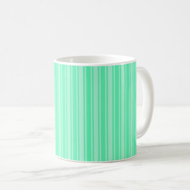 Mint green candy stripes coffee mug (Front Right)
