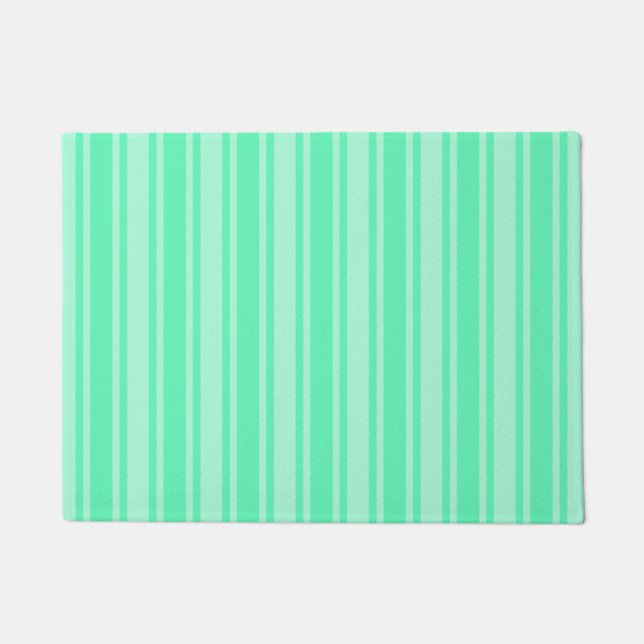 Mint green candy stripes doormat (Front)