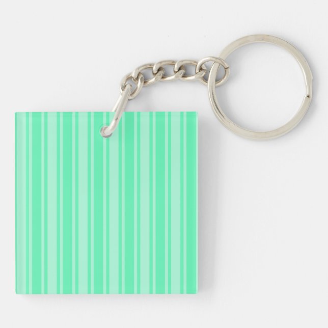 Mint green candy stripes keychain (Back)