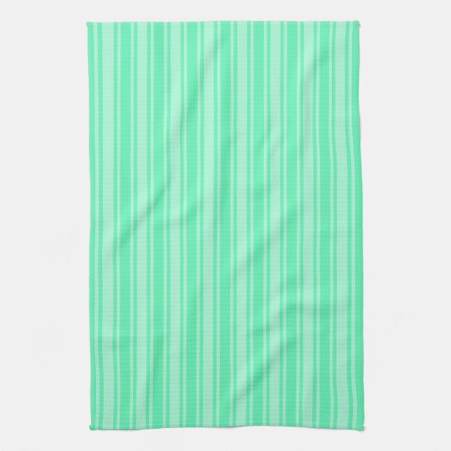 Mint green candy stripes kitchen towel (Vertical)