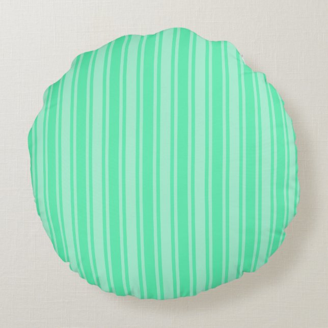 Mint green candy stripes round pillow (Back)