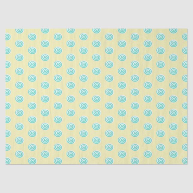 Mint Green Candy Swirls on Yellow Tissue Paper (Front)