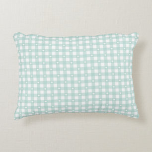 Mint Green Checks Accent Pillow