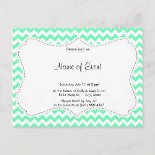 Mint Green Chevron Invitation Postcard