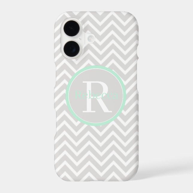 Mint Green Chevron Monogram Barely There (Back)