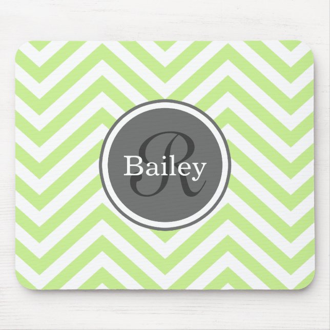 Mint Green Chevron Monogram Mouse Pad (Front)