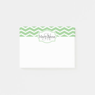 Mint Green Chevron Name Monogrammed Personalized Post-it Notes