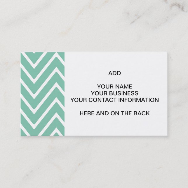 Mint Green Chevron Pattern 2 Business Card (Front)