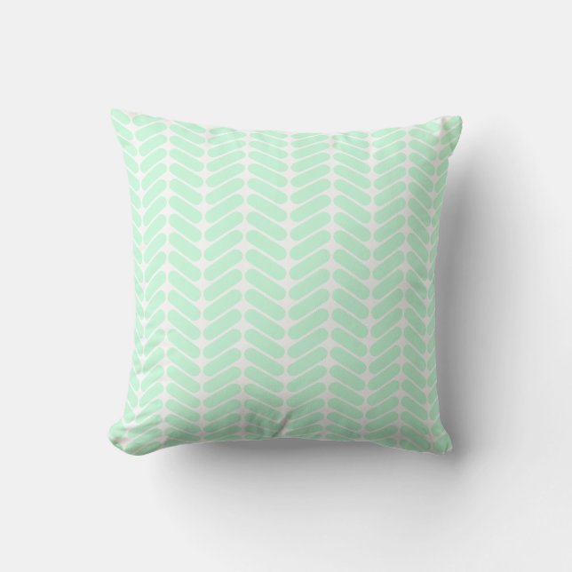 Mint Green Chevron Pattern, like Knitting. Throw Pillow (Front)