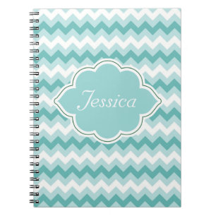 Mint Green Chevron Personalized Spiral NoteBooks
