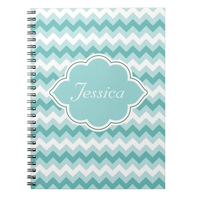 Mint Green Chevron Personalized Spiral NoteBooks (Front)