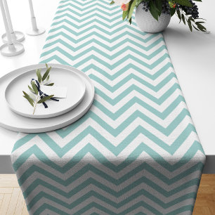 Mint Green Chevrons Pattern Short Table Runner