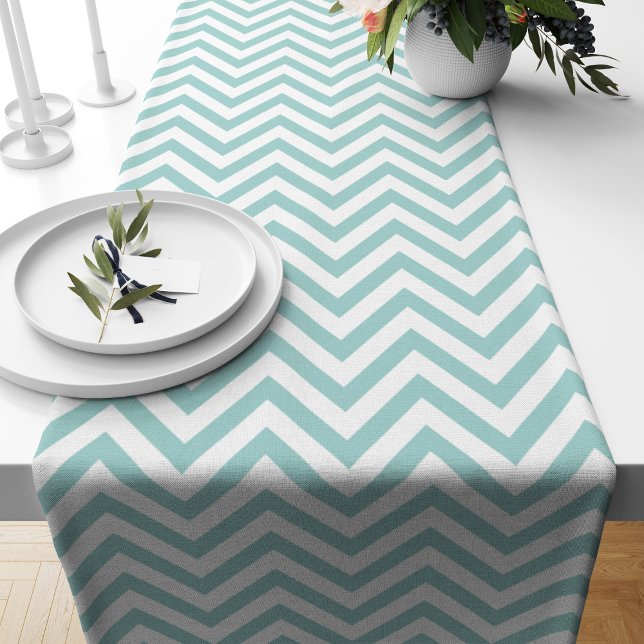 Mint Green Chevrons Pattern Short Table Runner (Creator Uploaded)