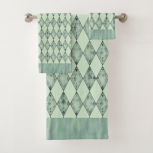 Mint Green Chic Harlequin Bath Towel Set